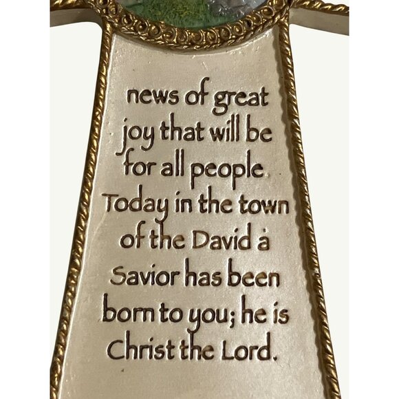 Roman Inc. 2002 Nativity Cross Wall Hanging With Luke 2:8-11 Christmas  Verse - Picture 13 of 14